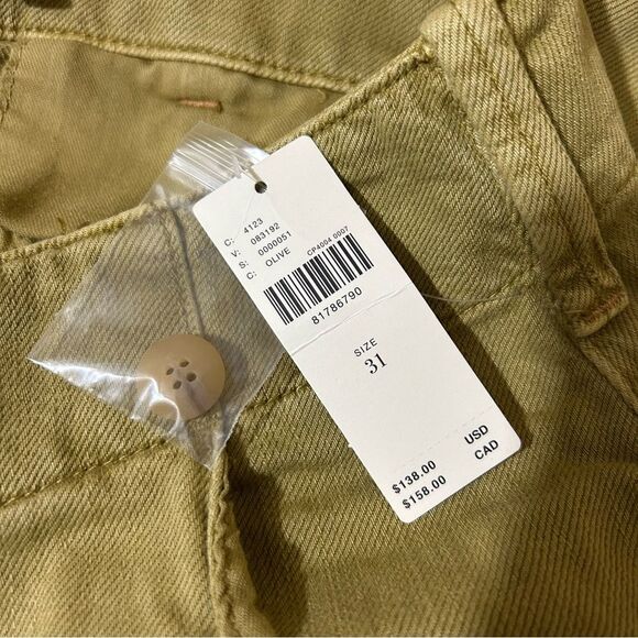 Anthropologie Pilcro Tapered Crop Chino Pants Tan Denim Jeans - Button Fly - Picture 11 of 12